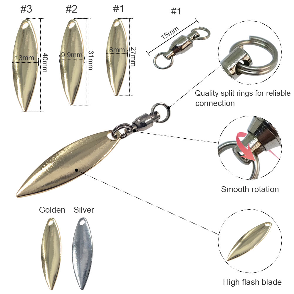10pcs Willowleaf Blades Spinne - Fishing Lure Blade Bait avaliação e preço