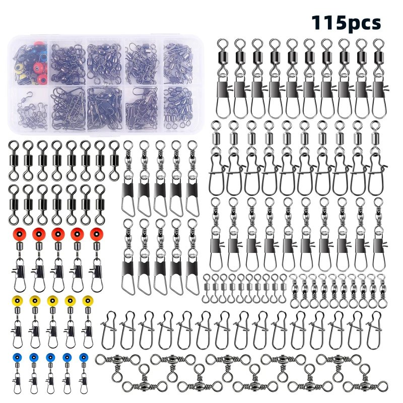 115pcs Fishing Swivel Connecto - Fishing Lure Box avaliação e preço