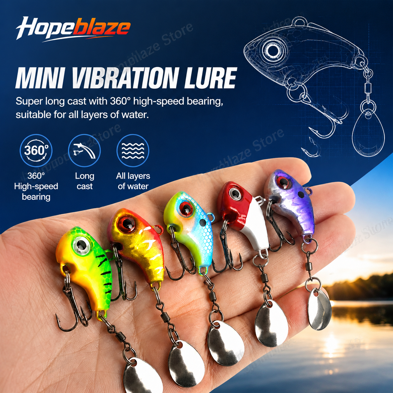 Hopeblaze 5pcs vibrating VIB f - Fishing Lure Swimbait avaliação e preço