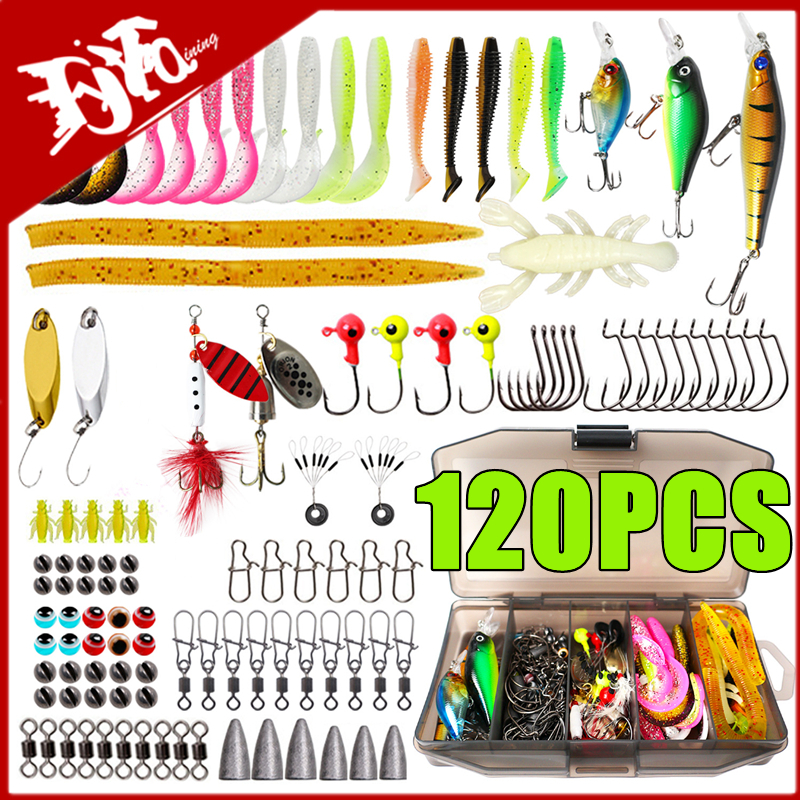 New 120PCS Fishing Lure Set So - Fishing Lure Spinnerbait avaliação e preço
